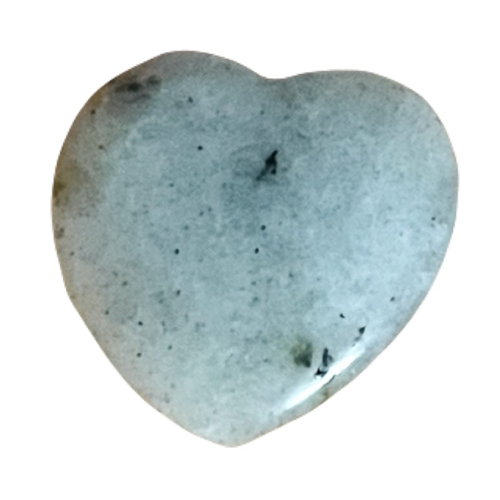 New Hand Carved Artisan Natural Uncommon Rare Prehnite Heart Shaped Palm Stone